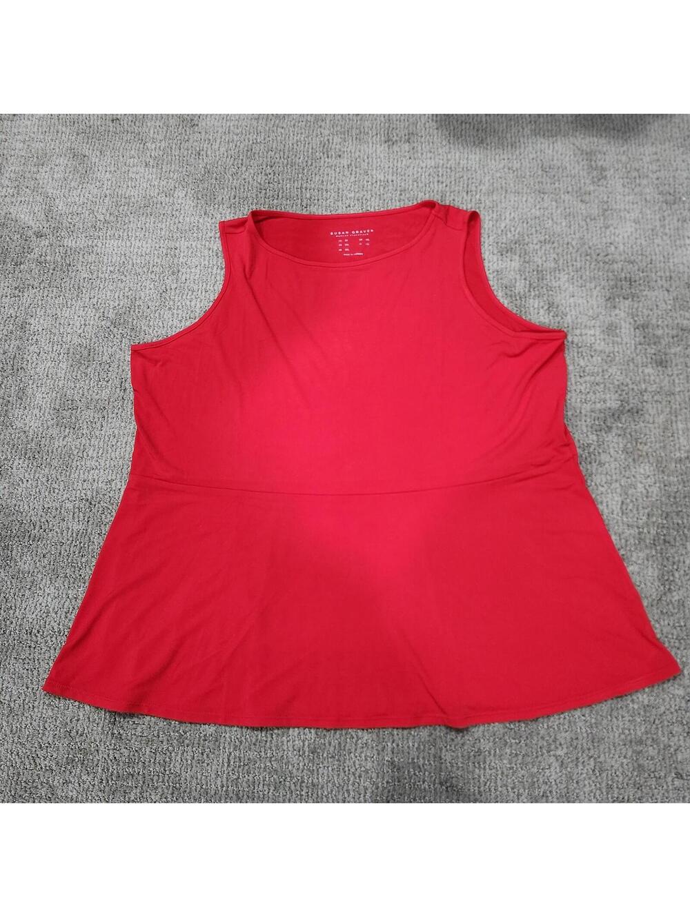 Susan Graver Modern Essentials Red Sleeveles Top Size 2X